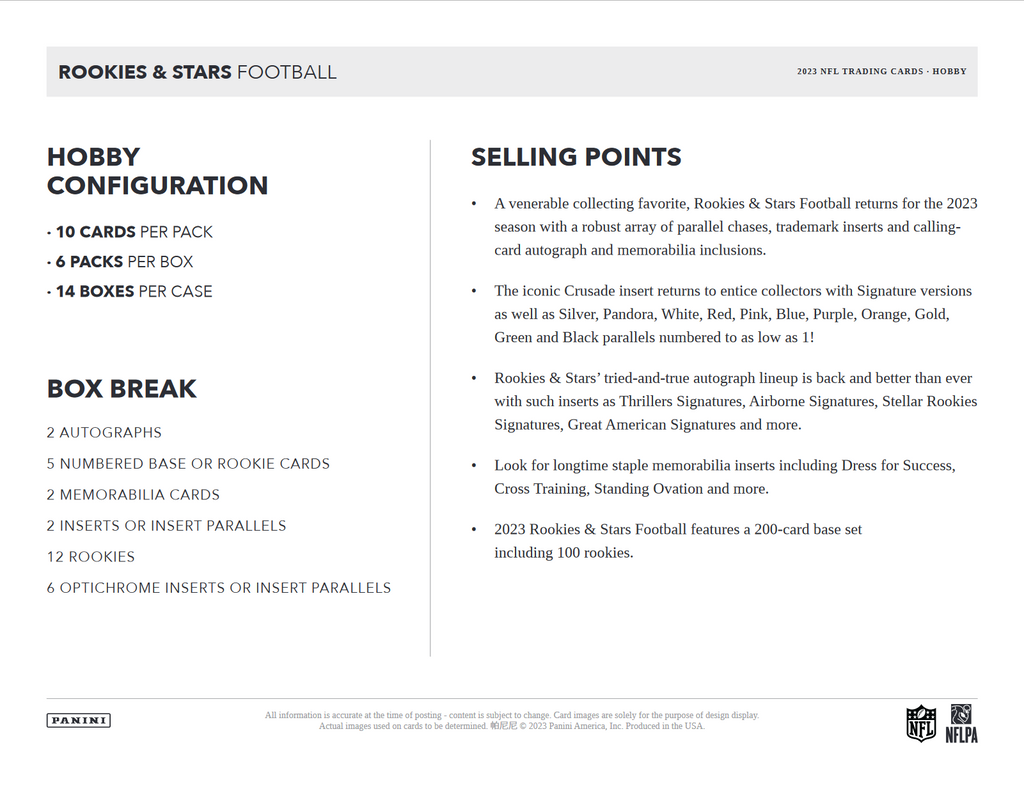 2023 Panini Rookies & Stars Football Hobby 14 Box Case